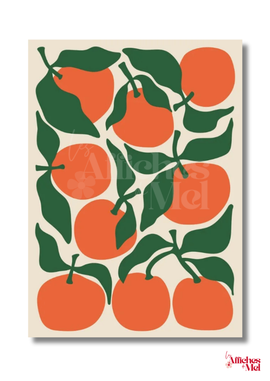 Affiche Murale "Oranges Sauvages" – Illustration Minimaliste et Colorée pour une Déco Fruitée