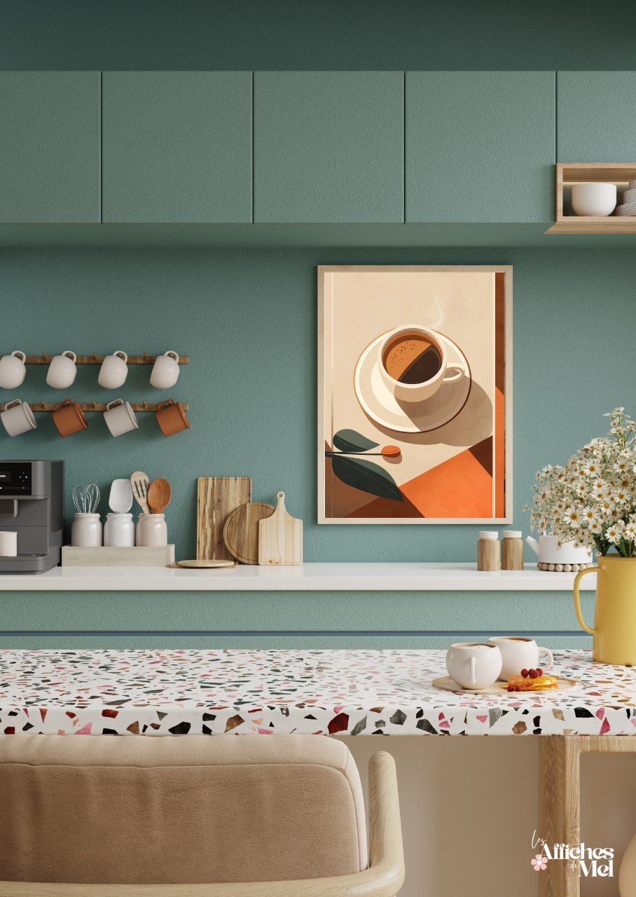 Affiche murale automne – Tasse de café au soleil