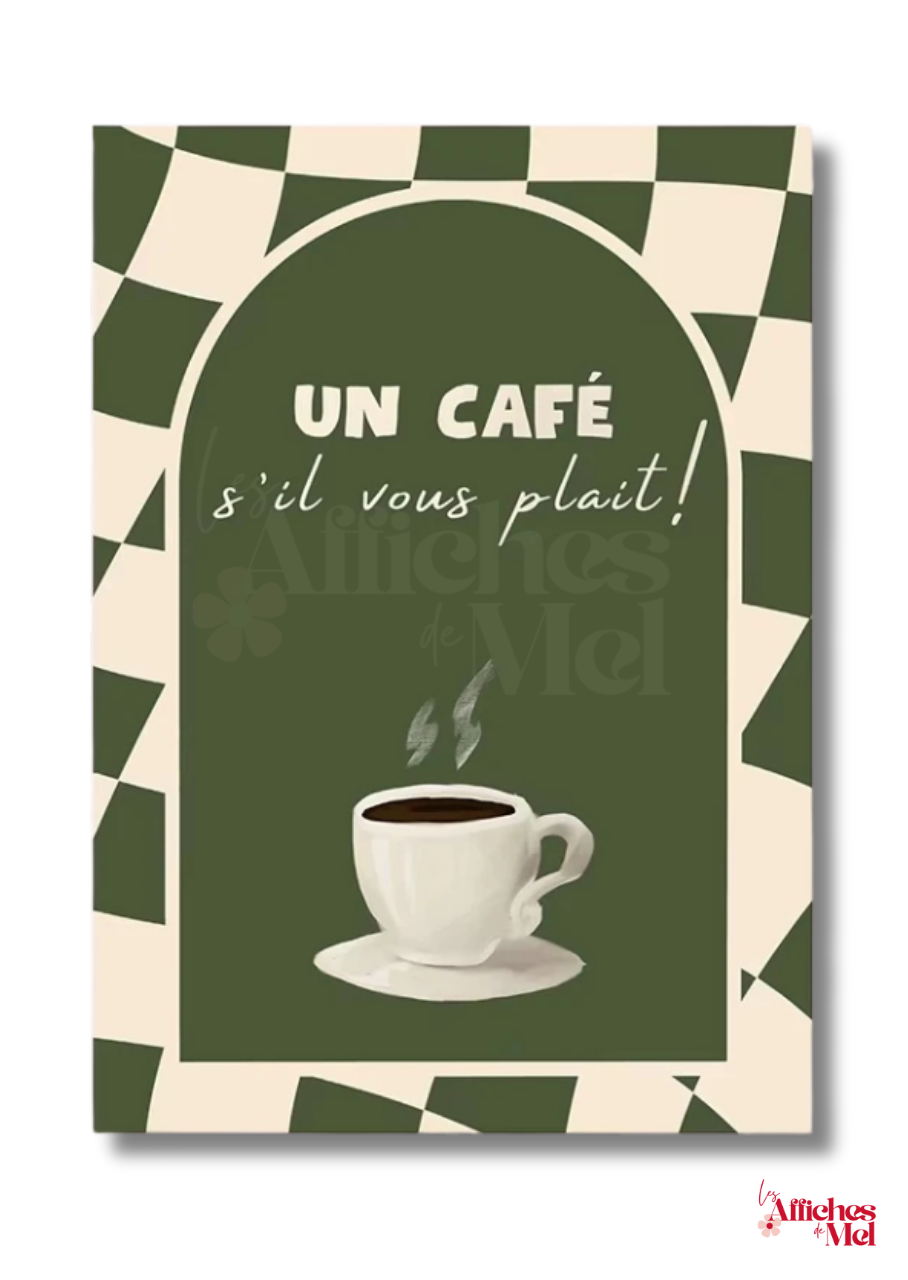 Affiche “Un Café S'il Vous Plait” – Illustration minimaliste et déco murale vintage pour les amateurs de café
