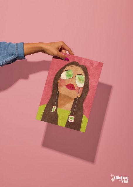 Affiche "Self-care Queen" - Illustration Féminine & Moderne avec Sachets de Thé