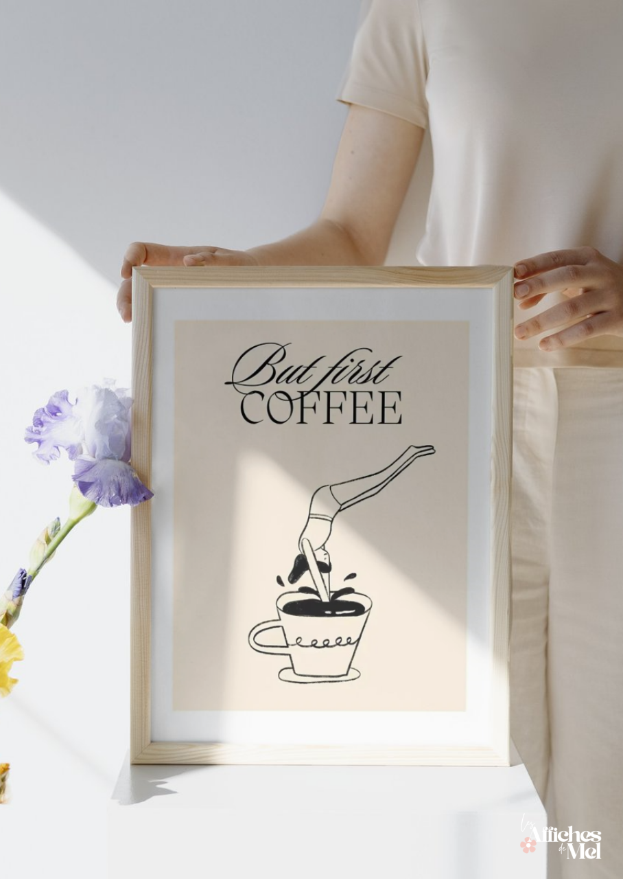 Affiche "Plongeur de Café" - Illustration Minimaliste & Élégante pour Coin Café