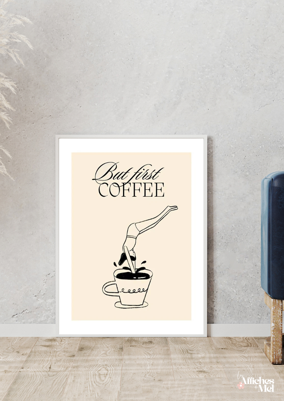 Affiche "Plongeur de Café" - Illustration Minimaliste & Élégante pour Coin Café