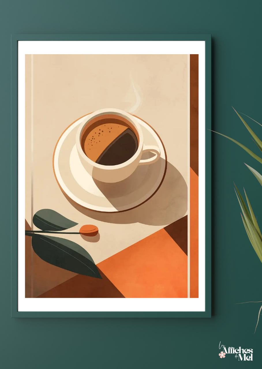 Affiche murale automne – Tasse de café au soleil