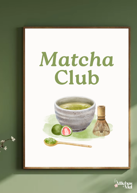 Affiche Matcha Club – Illustration déco pour amateurs de matcha