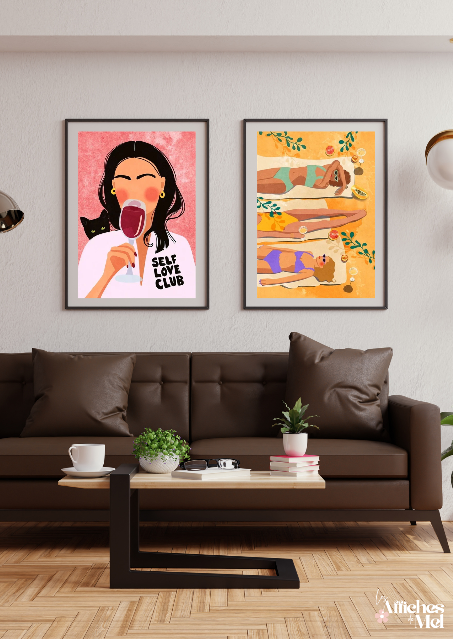 Affiche "Self-care Queen" - Illustration Féminine & Moderne avec Sachets de Thé