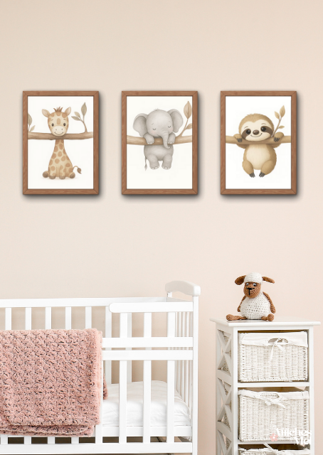 Affiche Bébé Éléphant – Illustration Animal Douce & Apaisante