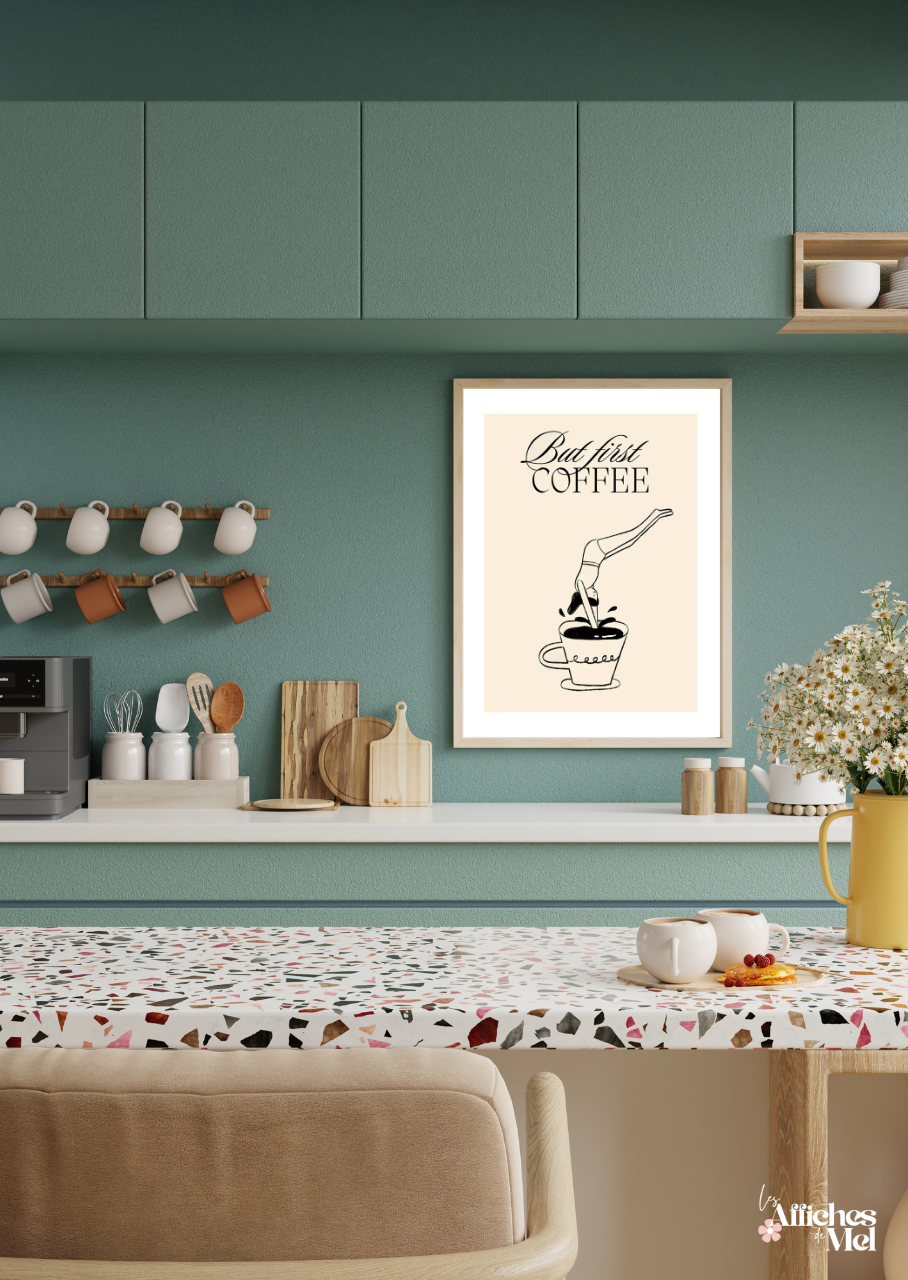 Affiche "Plongeur de Café" - Illustration Minimaliste & Élégante pour Coin Café