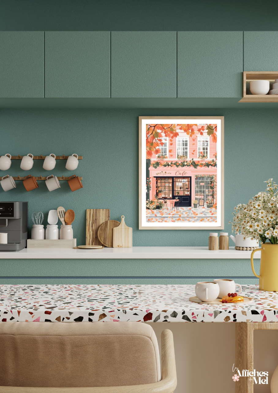 Affiche murale automne – Café Cosy Urbain