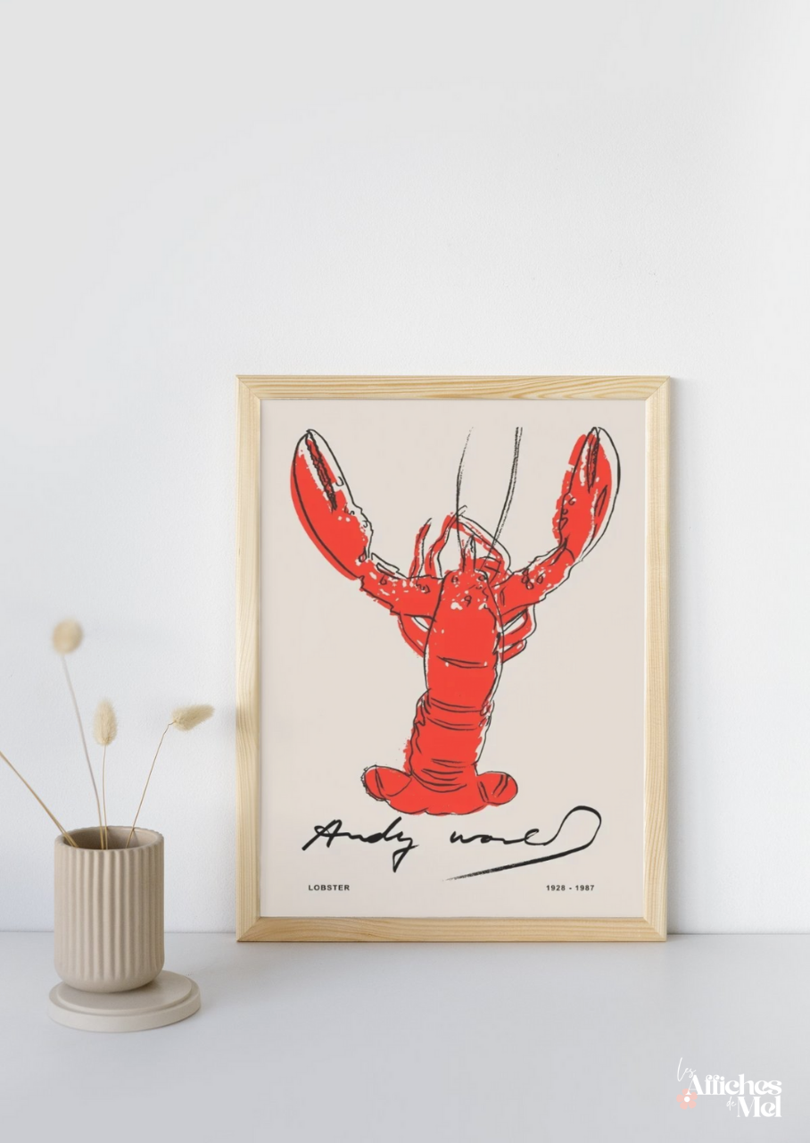Affiche Andy Warhol "Lobster" – Poster Iconique Pop Art pour une Déco Vintage et Audacieuse