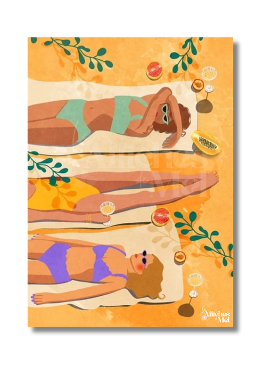 Affiche "Girls Just Wanna Have Sun" - Détente entre Amies au Soleil