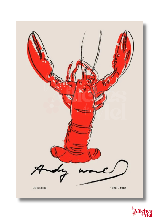 Affiche Andy Warhol "Lobster" – Poster Iconique Pop Art pour une Déco Vintage et Audacieuse