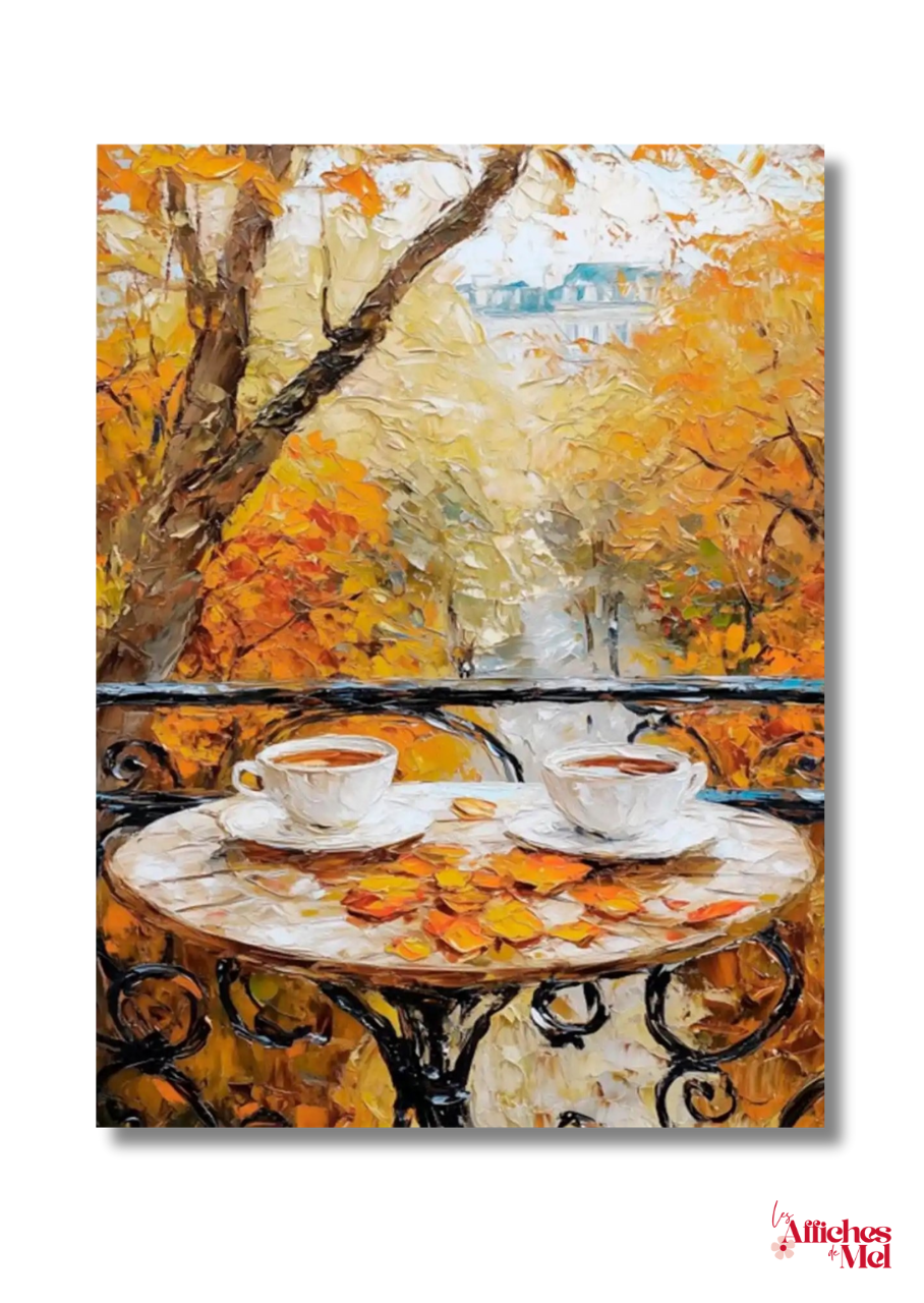 Affiche murale automne – Cafés partagés au parc