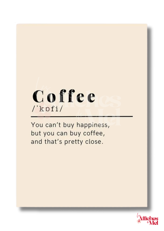 Affiche “Coffee Definition” – Illustration Citation Café Minimaliste et Déco Murale Vintage Pour Les Amateurs De Café