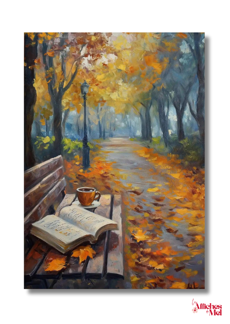 Affiche murale automne – Lecture au parc
