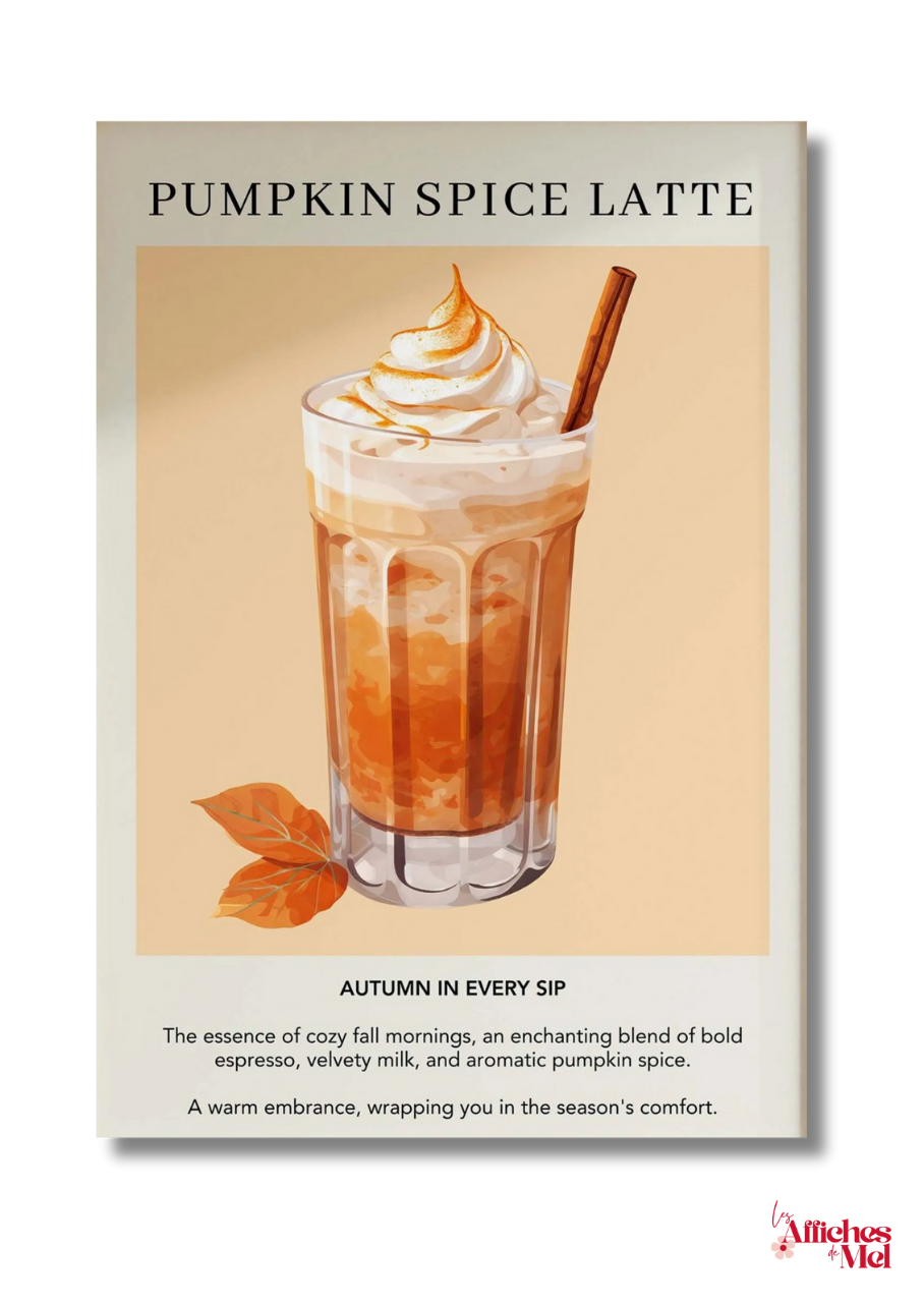 Affiche murale automne – Grand verre de Pumpkin Spice Latte