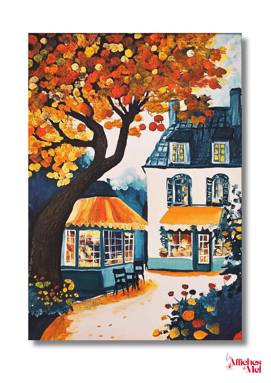 Affiche murale automne – Village automnal