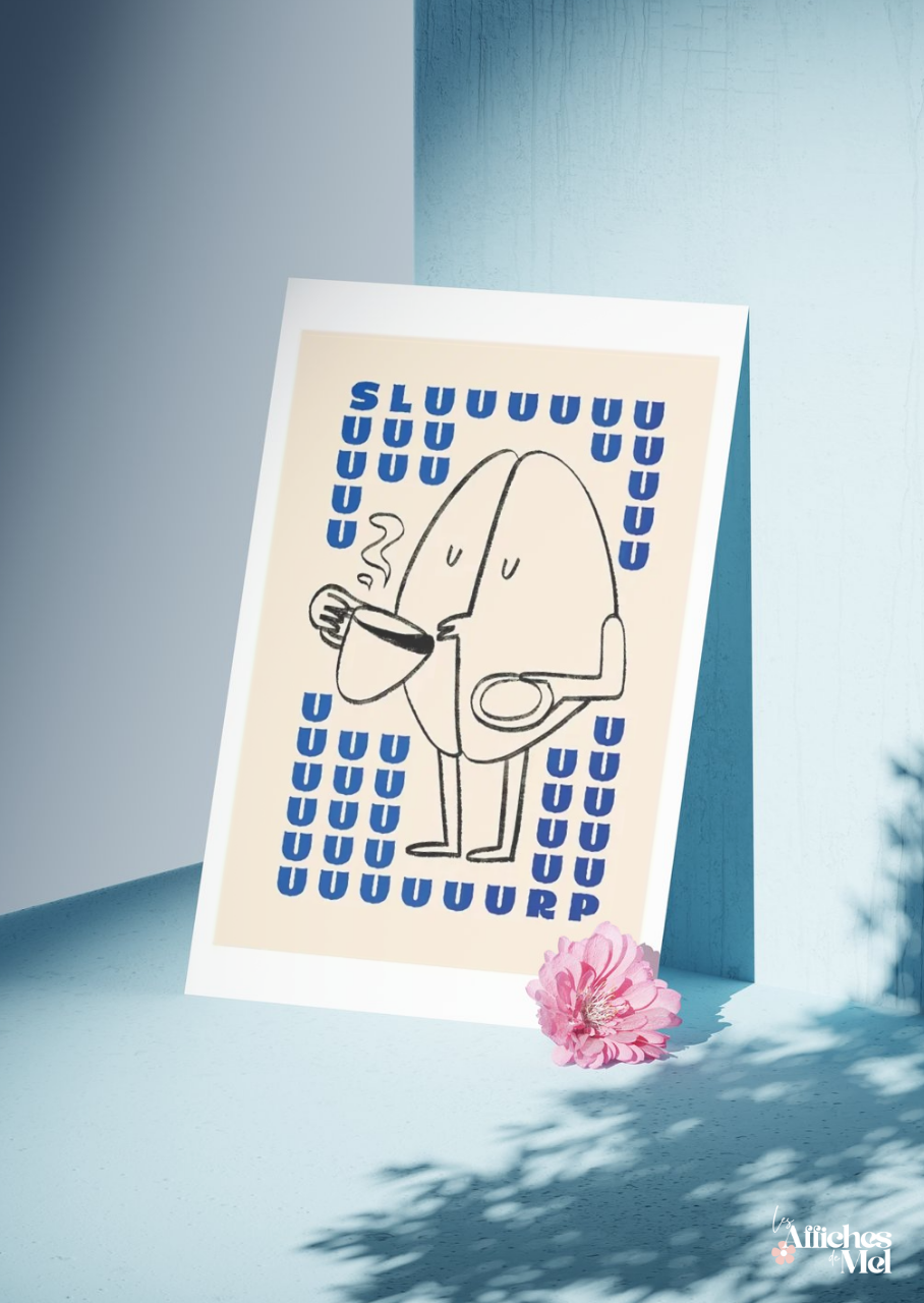 Affiche "Sluuurp!" – Poster café décalé | Illustration graphique