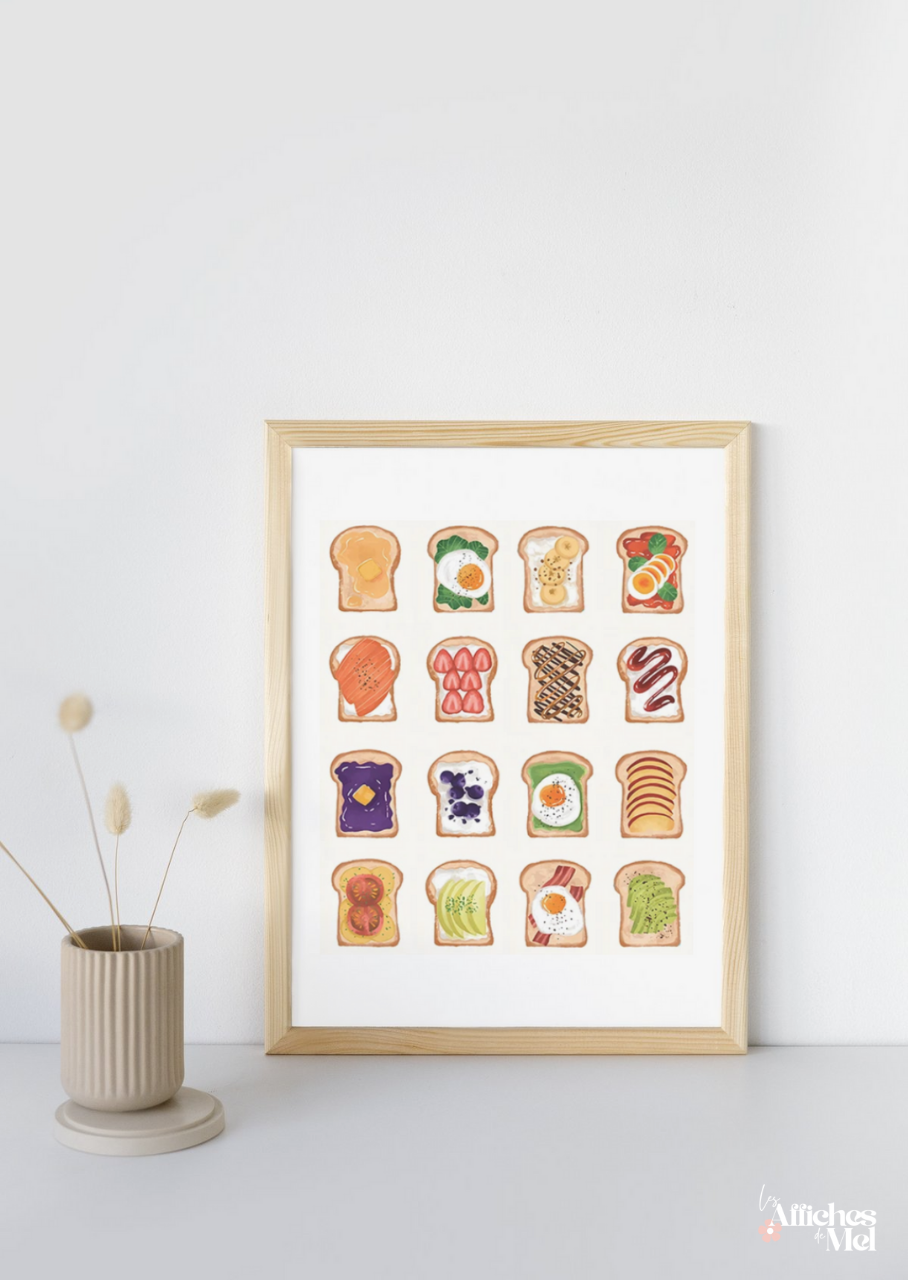 Affiche "Gourmet Toasts" – Déco Cuisine Originale et Colorée