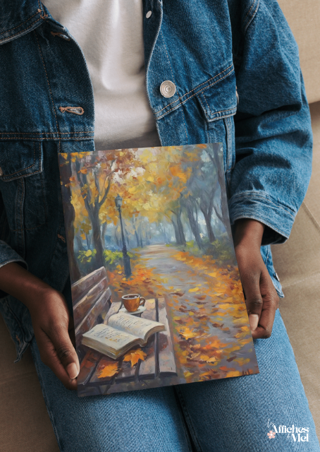 Affiche murale automne – Lecture au parc