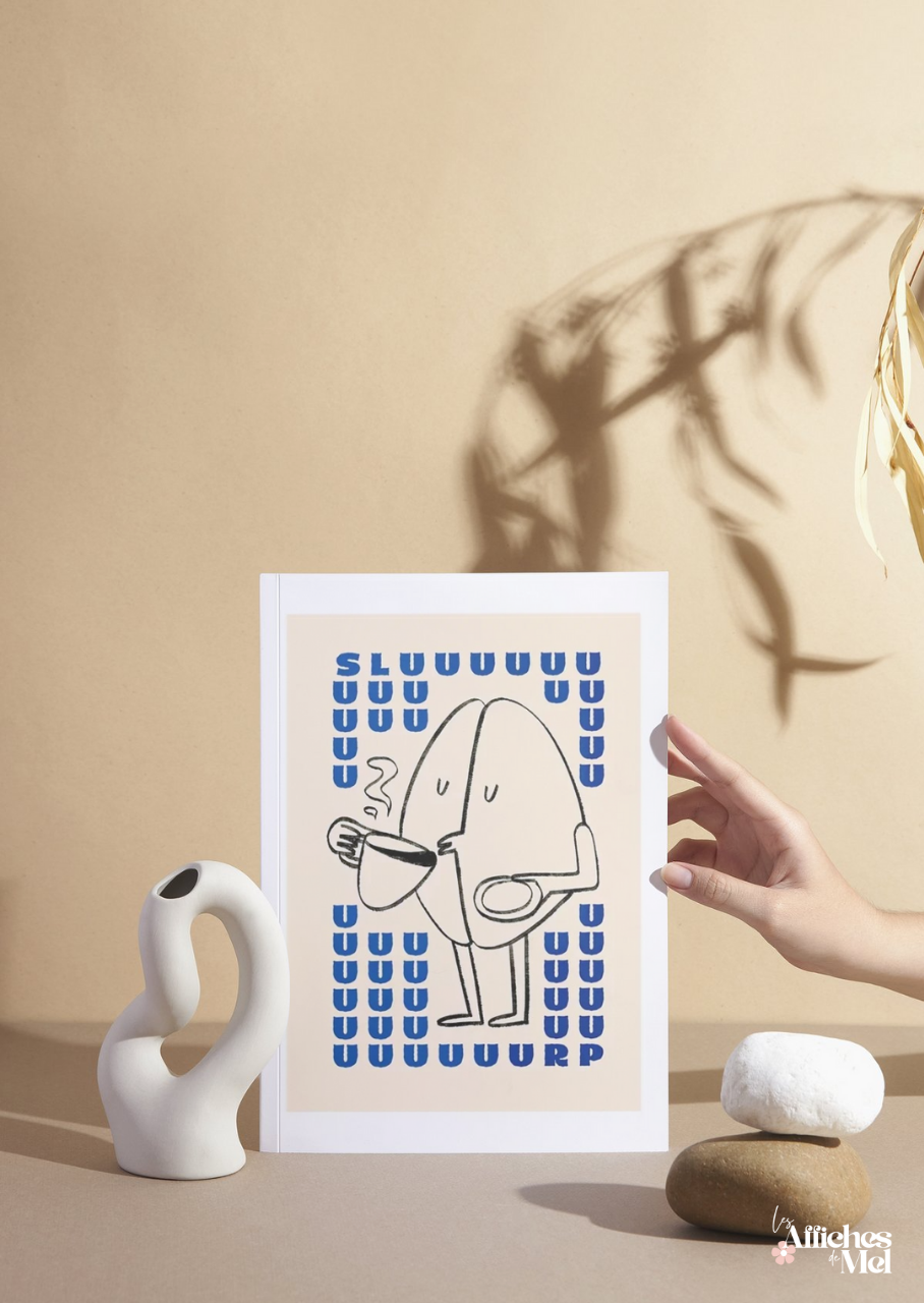 Affiche "Sluuurp!" – Poster café décalé | Illustration graphique