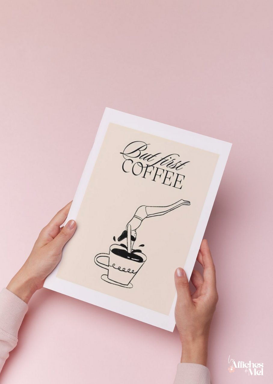 Affiche "Plongeur de Café" - Illustration Minimaliste & Élégante pour Coin Café