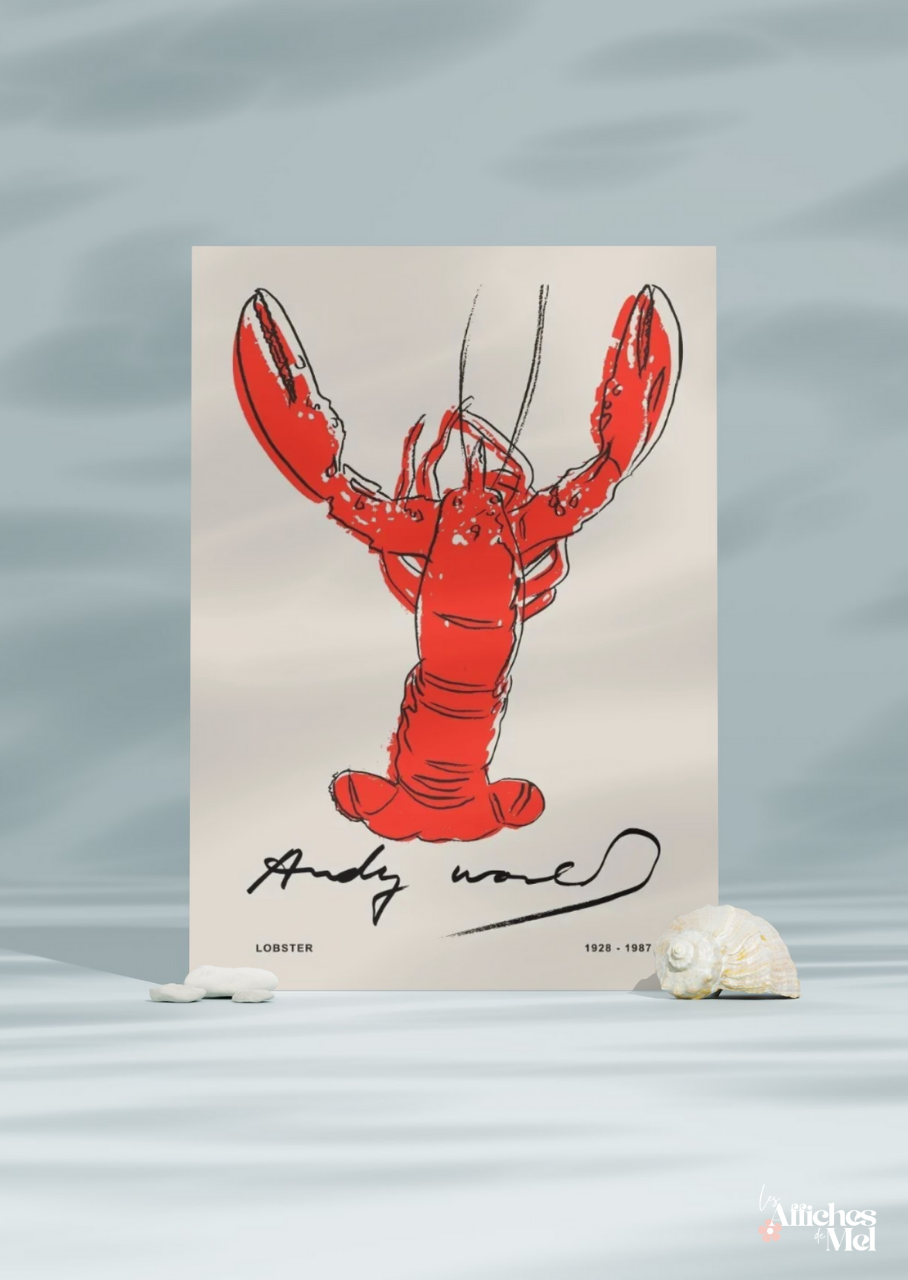 Affiche Andy Warhol "Lobster" – Poster Iconique Pop Art pour une Déco Vintage et Audacieuse