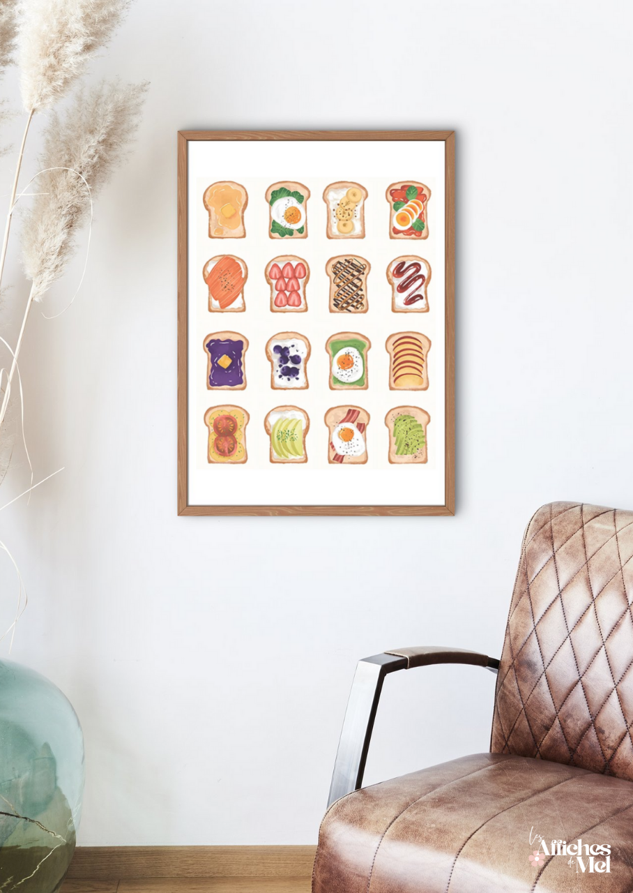 Affiche "Gourmet Toasts" – Déco Cuisine Originale et Colorée