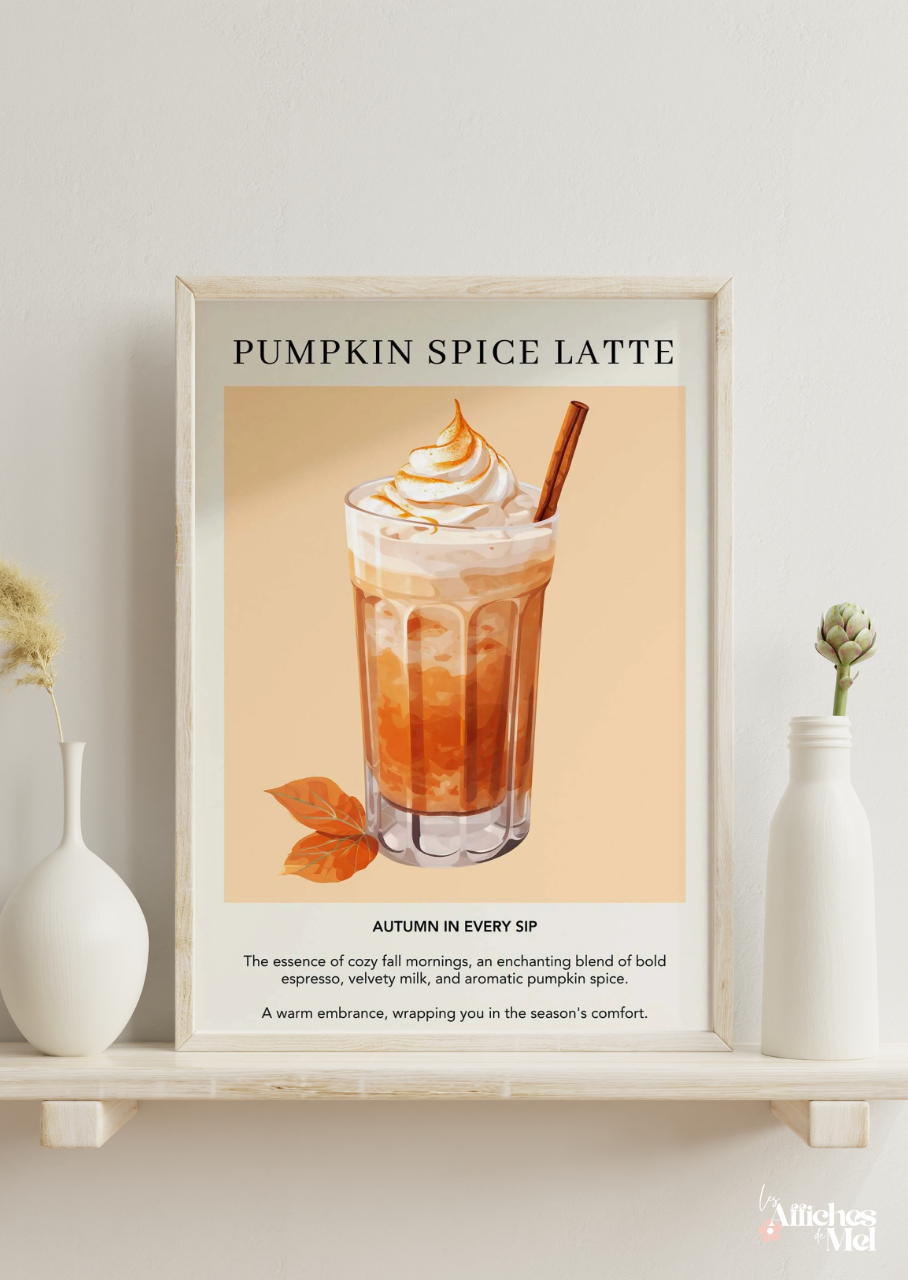 Affiche murale automne – Grand verre de Pumpkin Spice Latte