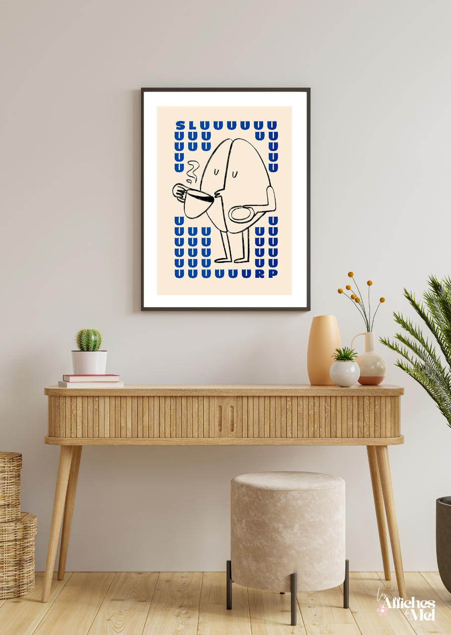 Affiche "Sluuurp!" – Poster café décalé | Illustration graphique