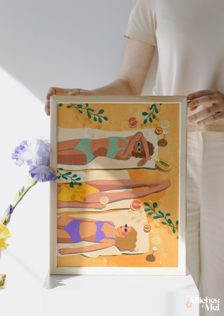 Affiche "Girls Just Wanna Have Sun" - Détente entre Amies au Soleil