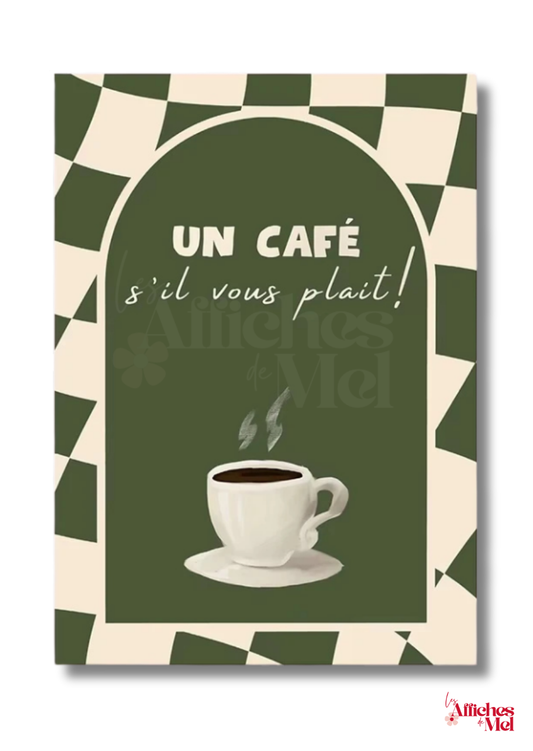 Affiche “Un Café S'il Vous Plait” – Illustration minimaliste et déco murale vintage pour les amateurs de café