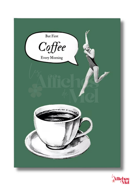 Affiche "Plongeuse Vintage” – Illustration minimaliste et déco murale vintage pour les amateurs de café