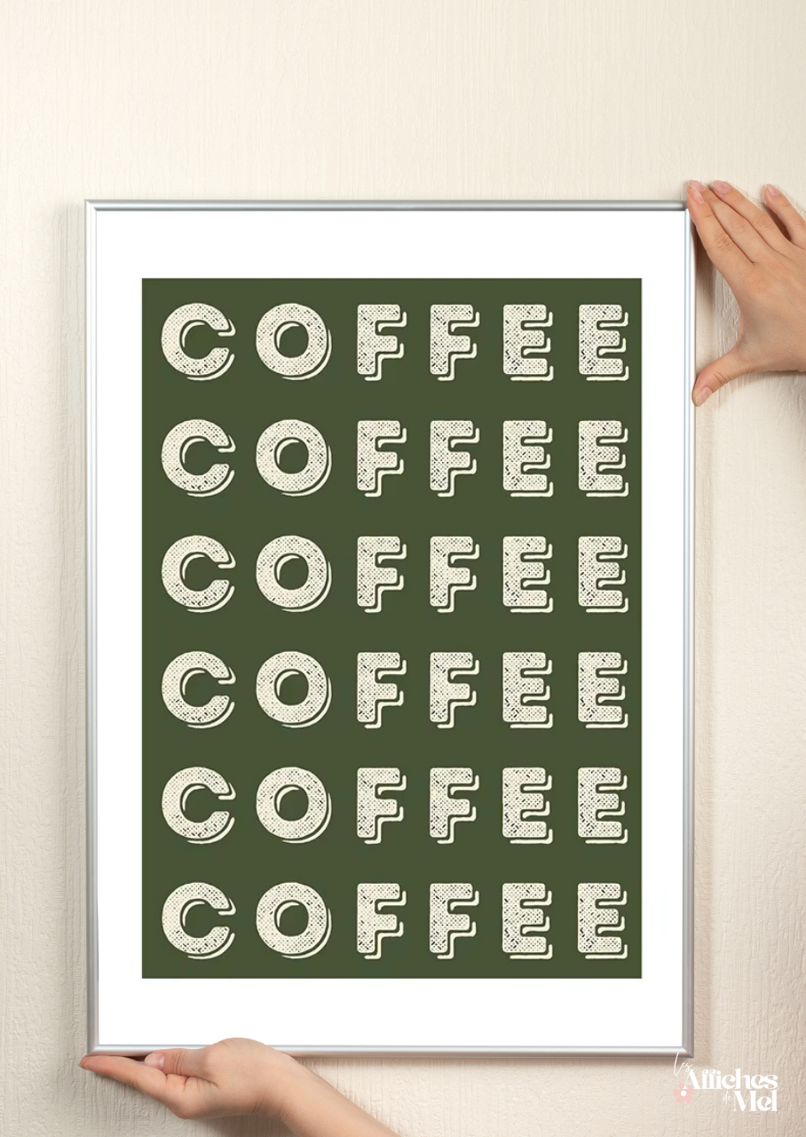 Affiche Typo "COFFEE" – Poster vintage pour les accros du café