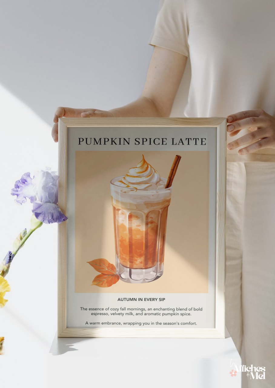 Affiche murale automne – Grand verre de Pumpkin Spice Latte