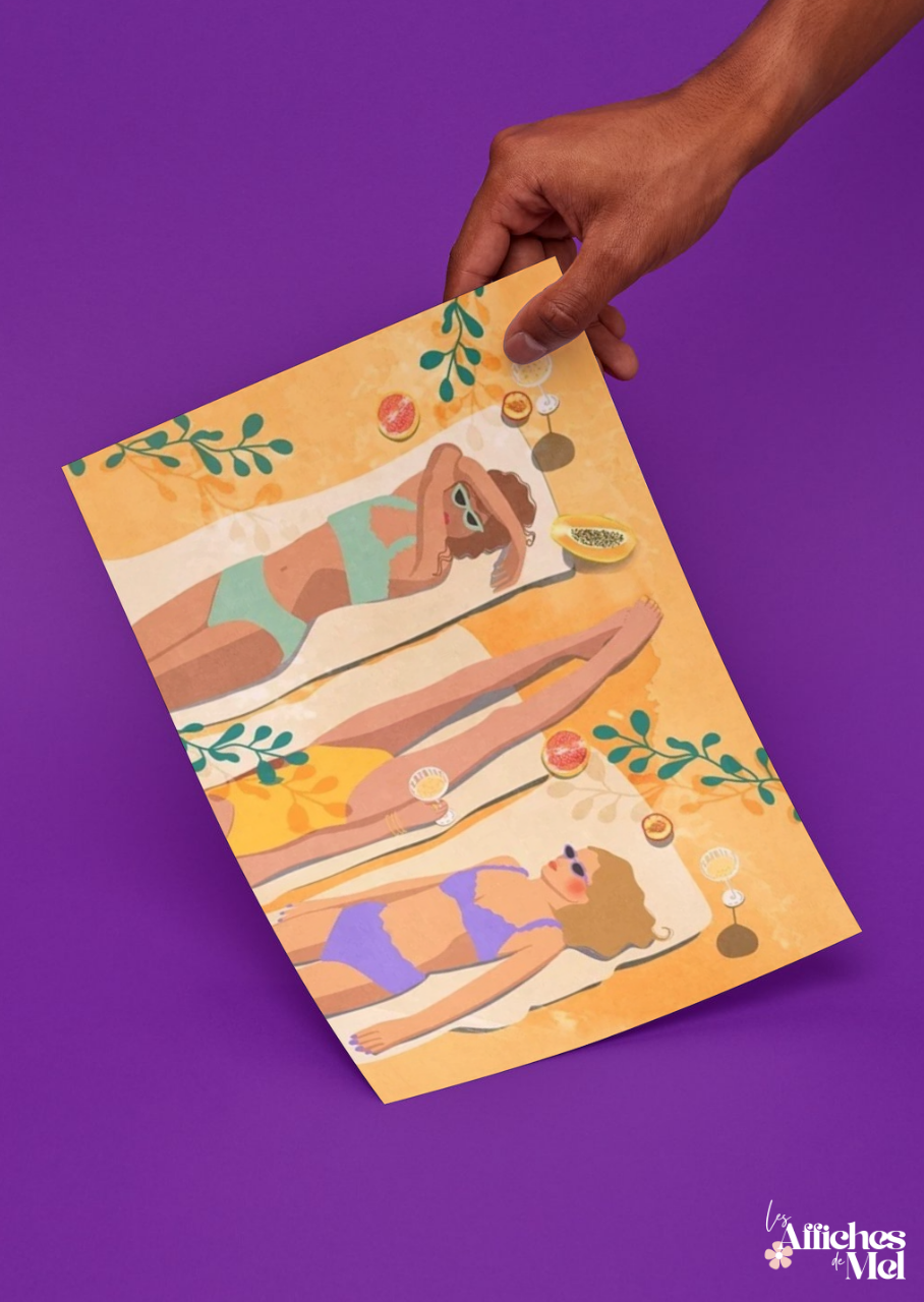 Affiche "Girls Just Wanna Have Sun" - Détente entre Amies au Soleil