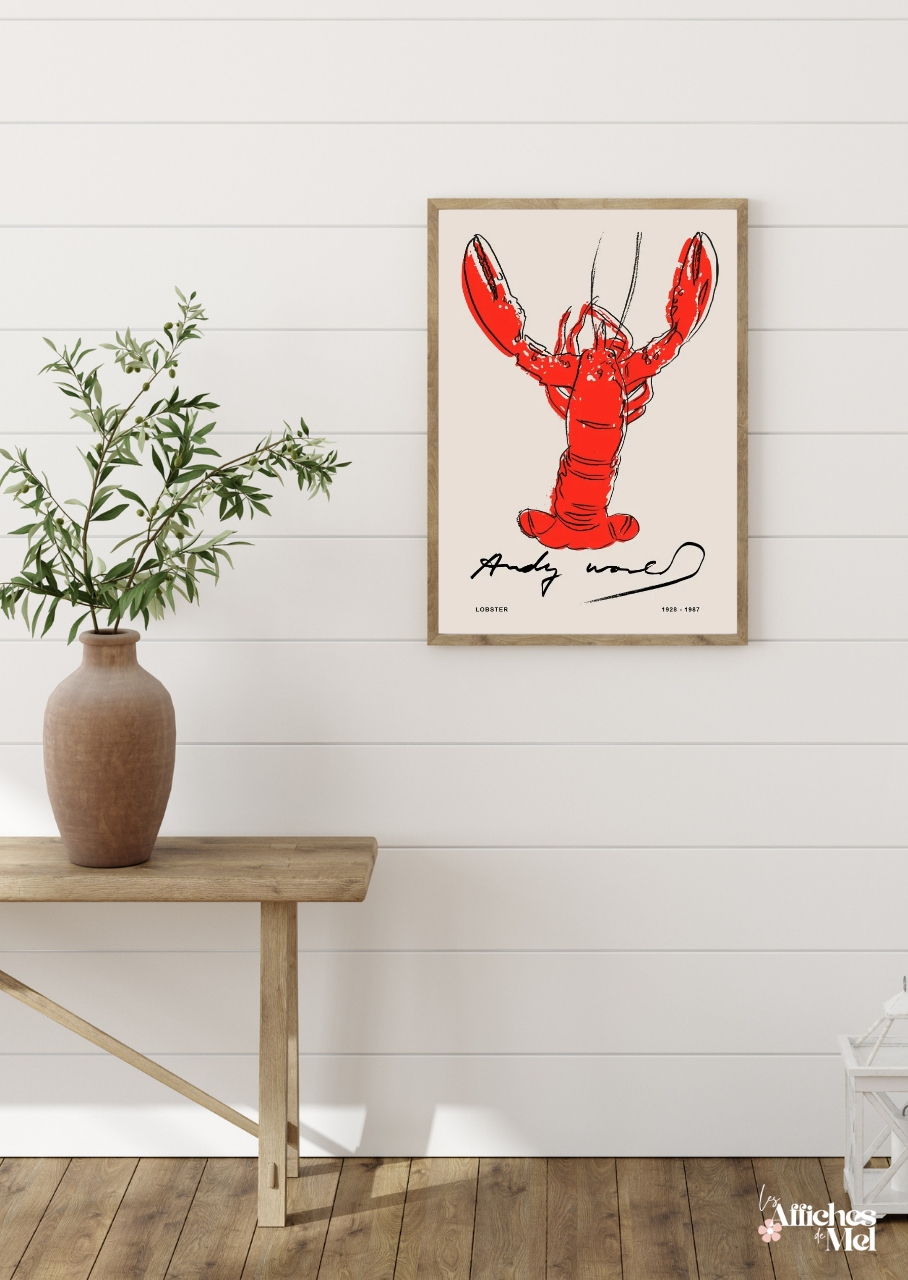 Affiche Andy Warhol "Lobster" – Poster Iconique Pop Art pour une Déco Vintage et Audacieuse