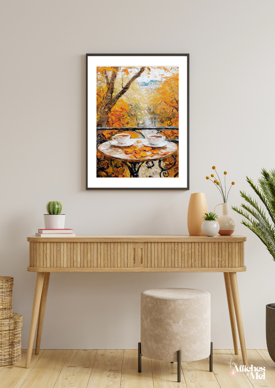 Affiche murale automne – Cafés partagés au parc