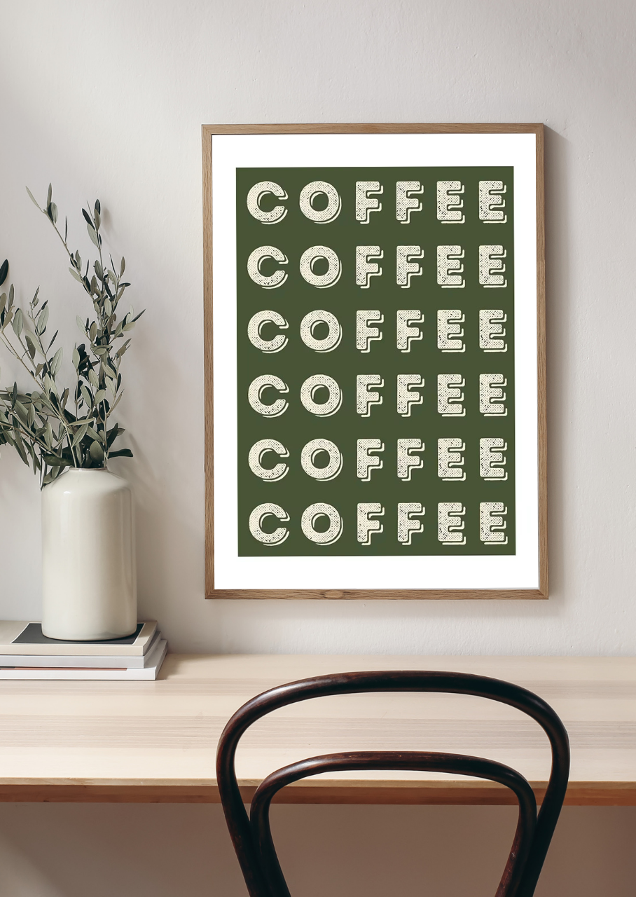 Affiche Typo "COFFEE" – Poster vintage pour les accros du café