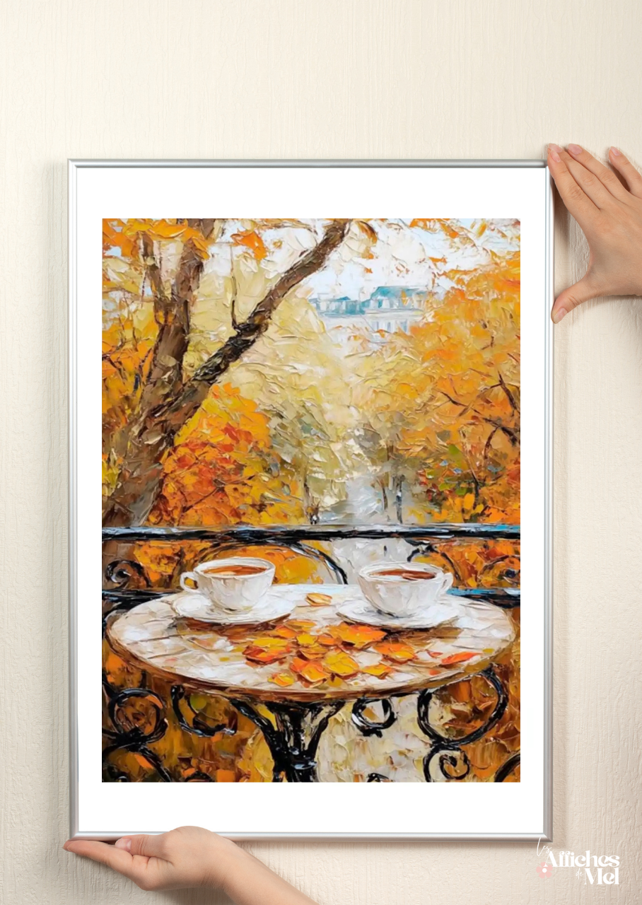 Affiche murale automne – Cafés partagés au parc