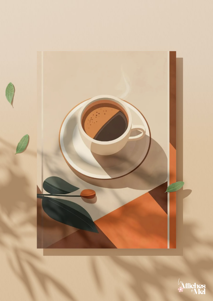 Affiche murale automne – Tasse de café au soleil