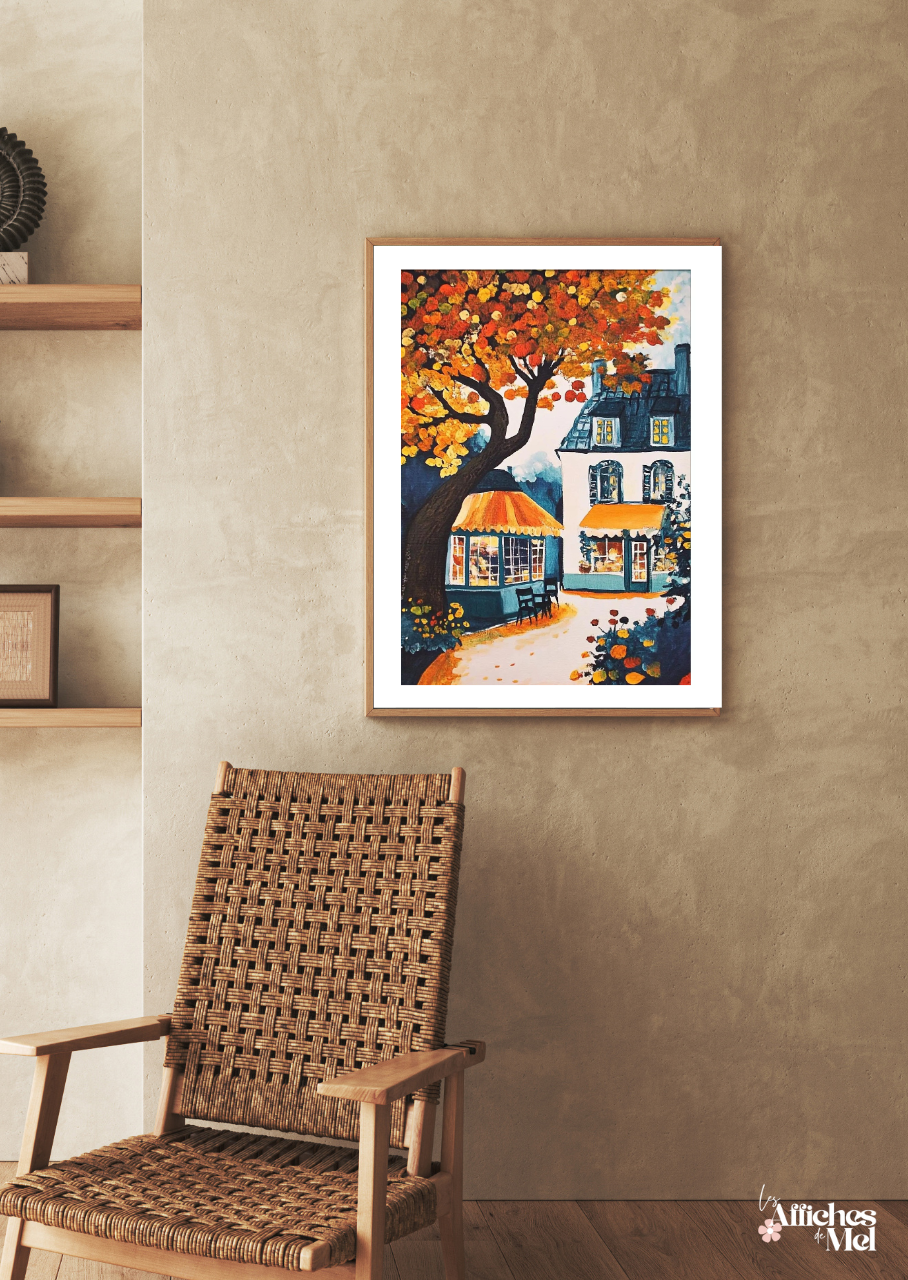 Affiche murale automne – Village automnal