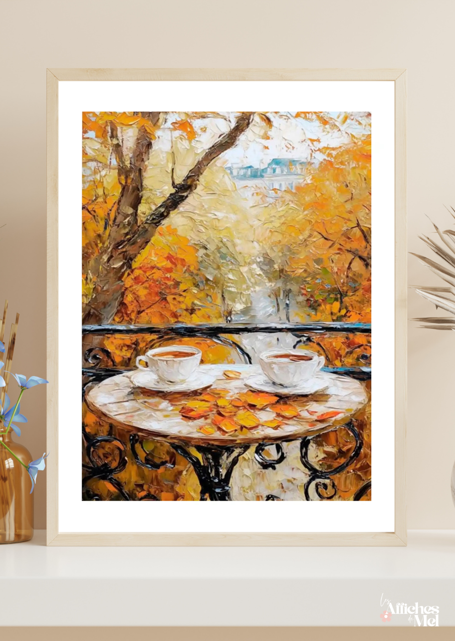 Affiche murale automne – Cafés partagés au parc