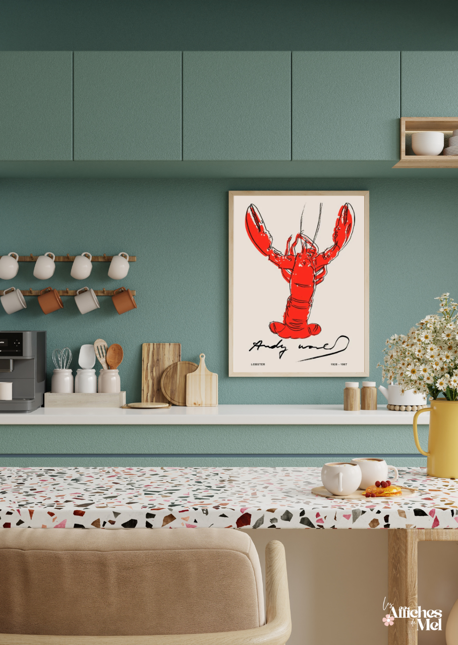 Affiche Andy Warhol "Lobster" – Poster Iconique Pop Art pour une Déco Vintage et Audacieuse
