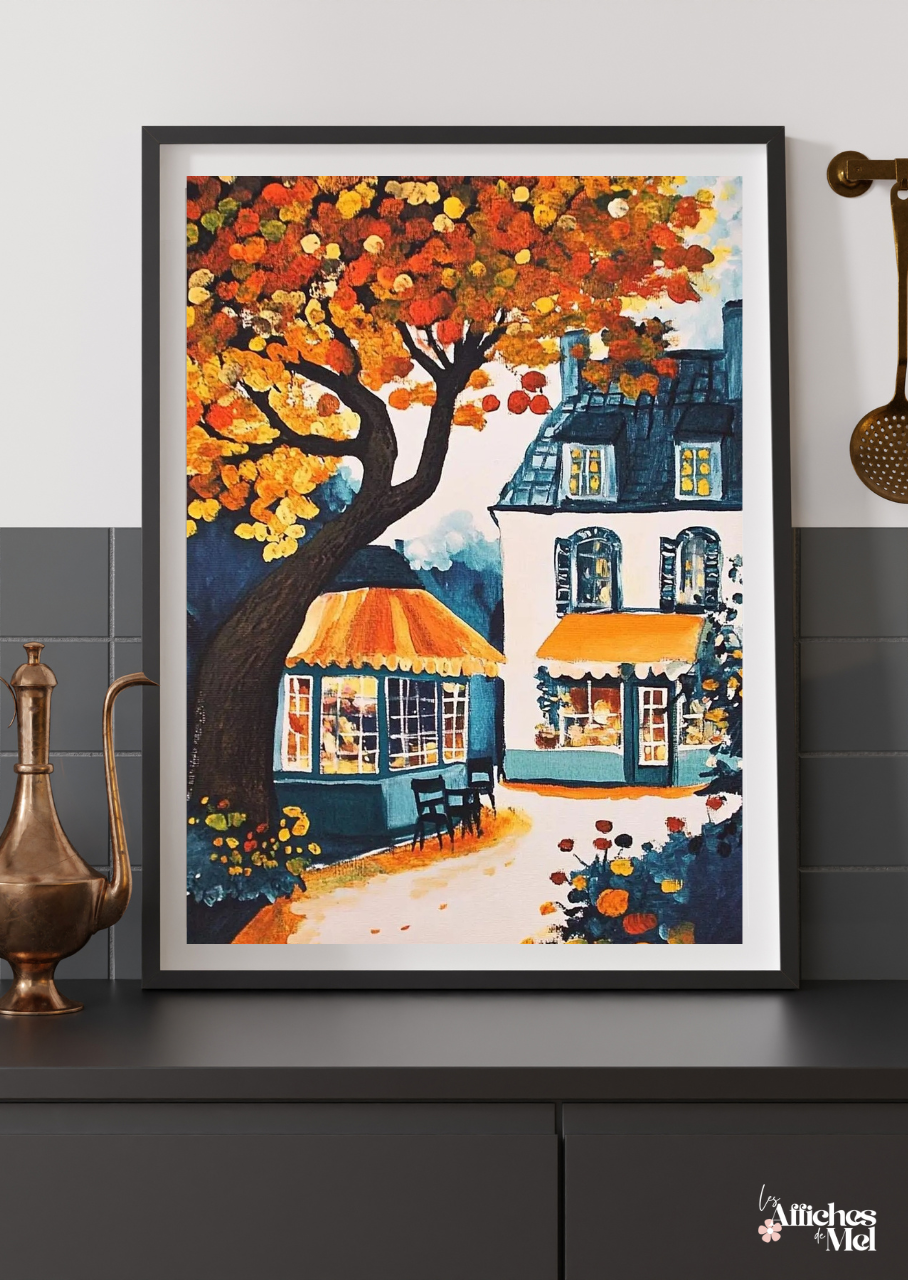 Affiche murale automne – Village automnal