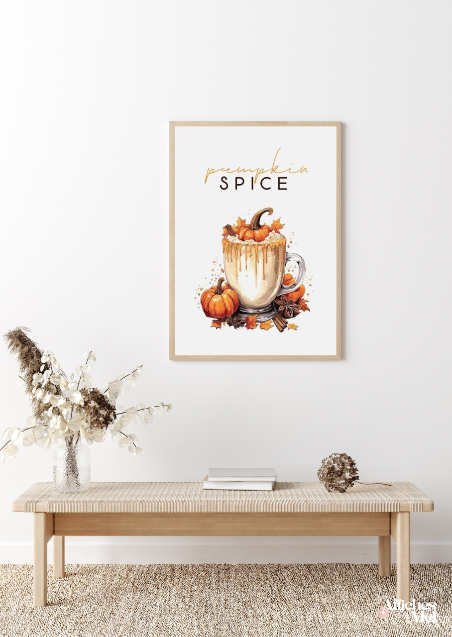 Affiche murale automne – Pumpkin Spice et feuilles d’automne