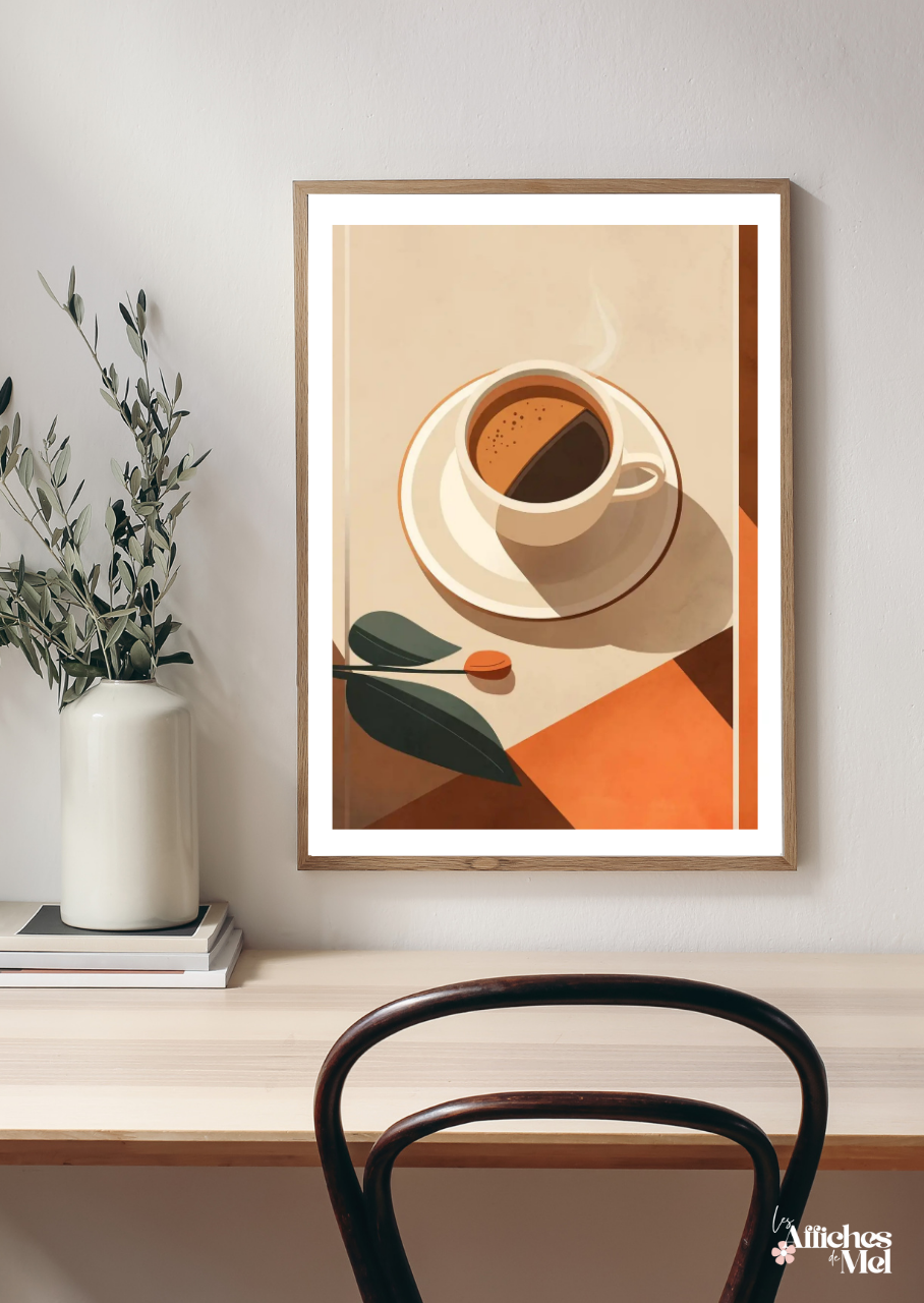 Affiche murale automne – Tasse de café au soleil