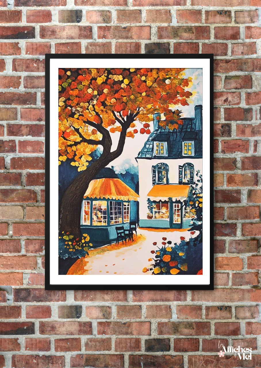 Affiche murale automne – Village automnal