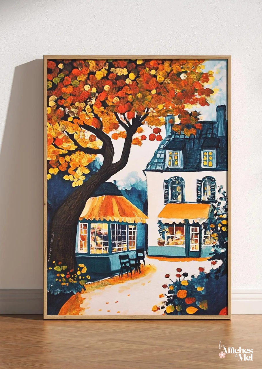 Affiche murale automne – Village automnal