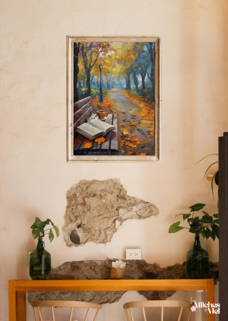 Affiche murale automne – Lecture au parc