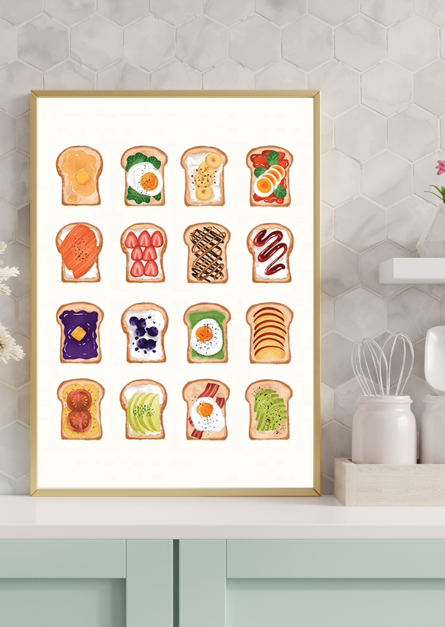 Affiche "Gourmet Toasts" – Déco Cuisine Originale et Colorée